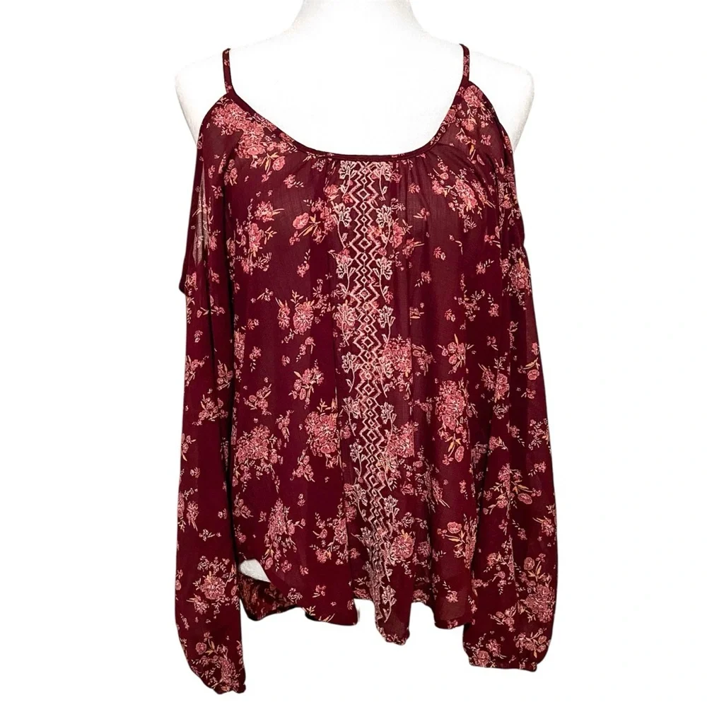 Rewind Cold Shoulder Long Sleeve Top - Picture 1 of 4